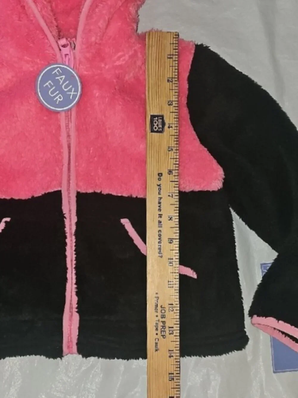 Weather Club Girls L 6X Pink Black Faux Fur Zippered Hooded Jacket w/Pockets New